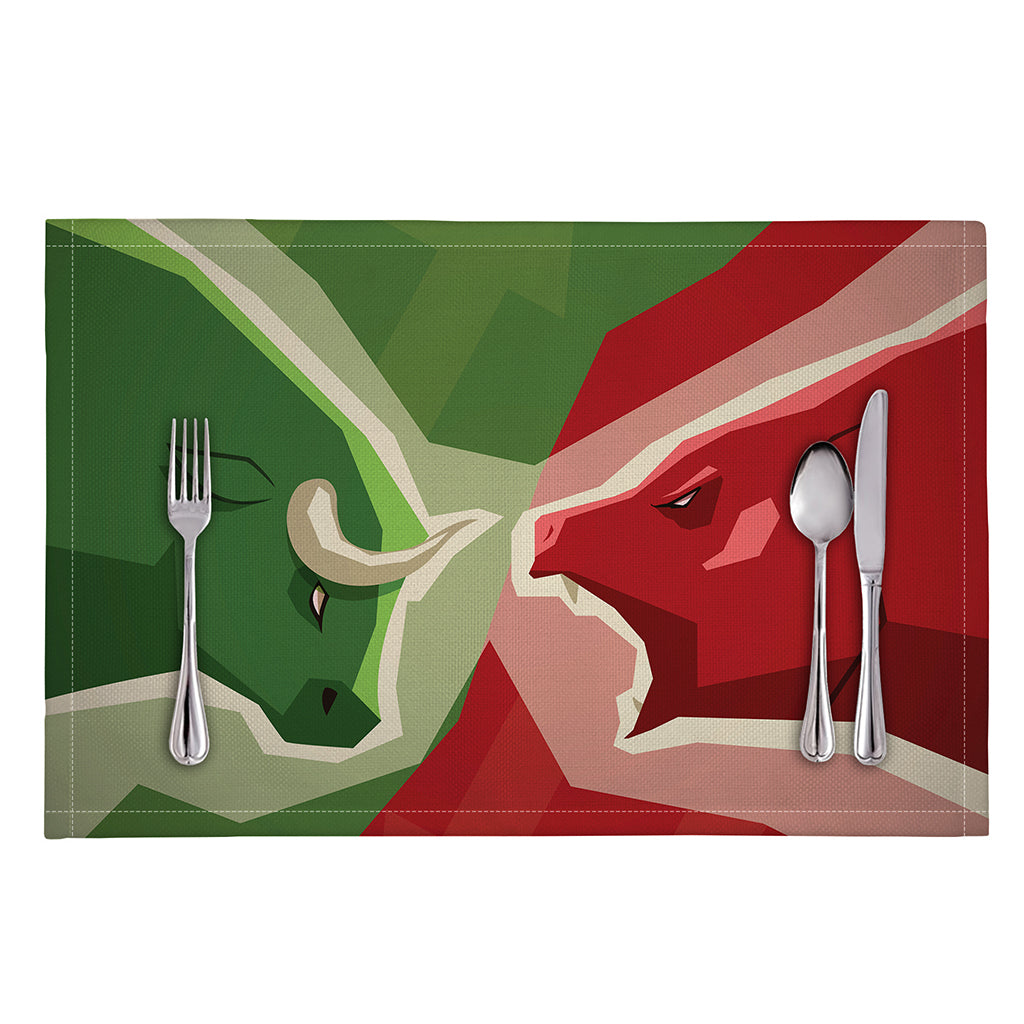 Green Bull And Red Bear Stock Print Placemat