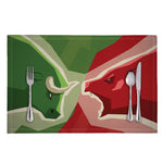 Green Bull And Red Bear Stock Print Placemat