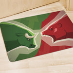 Green Bull And Red Bear Stock Print Polyester Doormat