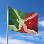 Green Bull And Red Bear Stock Print Polyester Flag