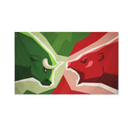 Green Bull And Red Bear Stock Print Polyester Flag