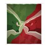Green Bull And Red Bear Stock Print Polyester Shower Curtain