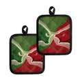 Green Bull And Red Bear Stock Print Pot Holders