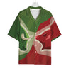 Green Bull And Red Bear Stock Print Rayon Hawaiian Shirt