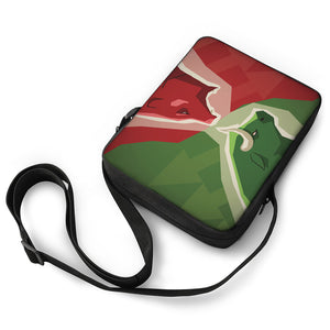 Green Bull And Red Bear Stock Print Rectangular Crossbody Bag