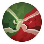 Green Bull And Red Bear Stock Print Round Blanket