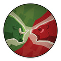 Green Bull And Red Bear Stock Print Round Floor Mat