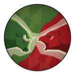 Green Bull And Red Bear Stock Print Round Floor Mat