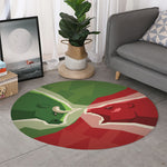 Green Bull And Red Bear Stock Print Round Rug