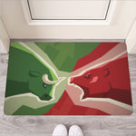 Green Bull And Red Bear Stock Print Rubber Doormat