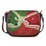 Green Bull And Red Bear Stock Print Saddle Bag