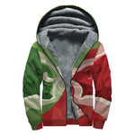 Green Bull And Red Bear Stock Print Sherpa Lined Zip Up Hoodie