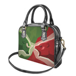 Green Bull And Red Bear Stock Print Shoulder Handbag