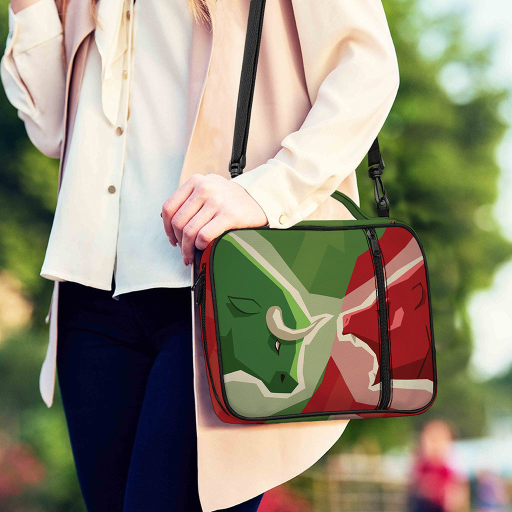 Green Bull And Red Bear Stock Print Shoulder Strap Bible Bag