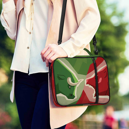 Green Bull And Red Bear Stock Print Shoulder Strap Bible Bag