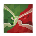 Green Bull And Red Bear Stock Print Silk Bandana