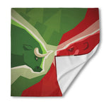 Green Bull And Red Bear Stock Print Silk Bandana