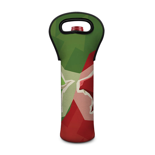 Green Bull And Red Bear Stock Print Single Neoprene Wine Tote