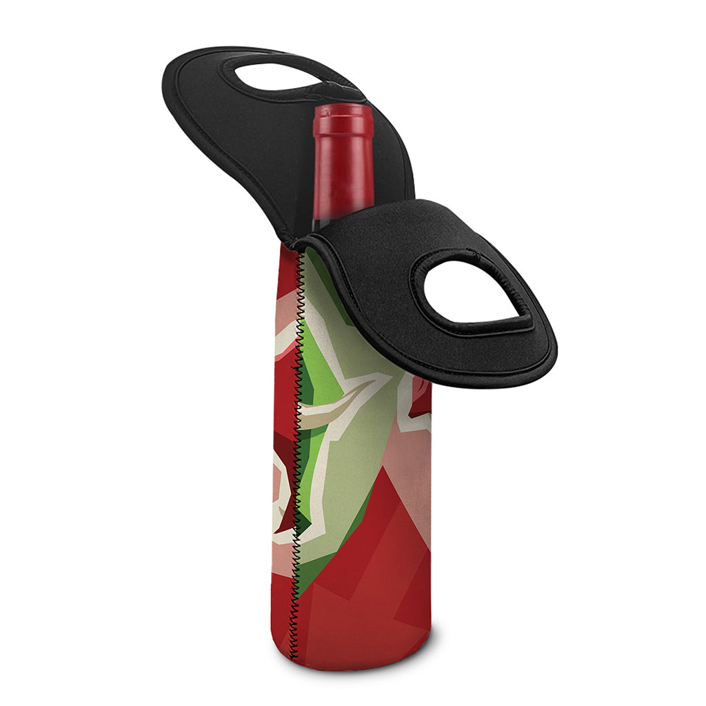 Green Bull And Red Bear Stock Print Single Neoprene Wine Tote