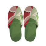 Green Bull And Red Bear Stock Print Slippers