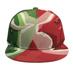 Green Bull And Red Bear Stock Print Snapback Cap