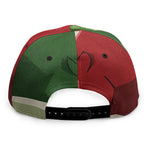 Green Bull And Red Bear Stock Print Snapback Cap