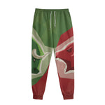 Green Bull And Red Bear Stock Print Sweatpants