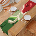 Green Bull And Red Bear Stock Print Table Runner
