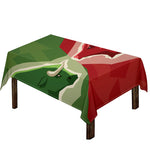 Green Bull And Red Bear Stock Print Tablecloth