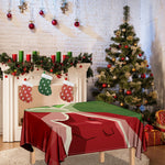 Green Bull And Red Bear Stock Print Tablecloth