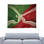 Green Bull And Red Bear Stock Print Tapestry