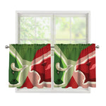 Green Bull And Red Bear Stock Print Tier Curtains
