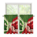 Green Bull And Red Bear Stock Print Tier Curtains
