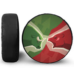 Green Bull And Red Bear Stock Print Tire Cover