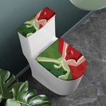 Green Bull And Red Bear Stock Print Toilet Lid And Tank Cover Set