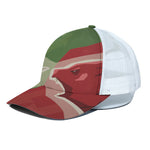 Green Bull And Red Bear Stock Print White Mesh Trucker Cap