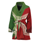 Green Bull And Red Bear Stock Print Women's Bathrobe