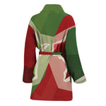 Green Bull And Red Bear Stock Print Women's Bathrobe