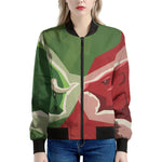 Green Bull And Red Bear Stock Print Women's Bomber Jacket