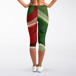 Green Bull And Red Bear Stock Print Women's Capri Leggings