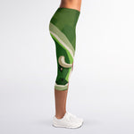 Green Bull And Red Bear Stock Print Women's Capri Leggings