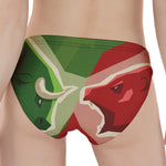 Green Bull And Red Bear Stock Print Women's Panties