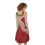 Green Bull And Red Bear Stock Print Women's Sleeveless Dress