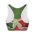 Green Bull And Red Bear Stock Print Women's Sports Bra