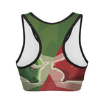 Green Bull And Red Bear Stock Print Women's Sports Bra