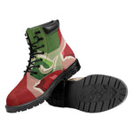 Green Bull And Red Bear Stock Print Work Boots