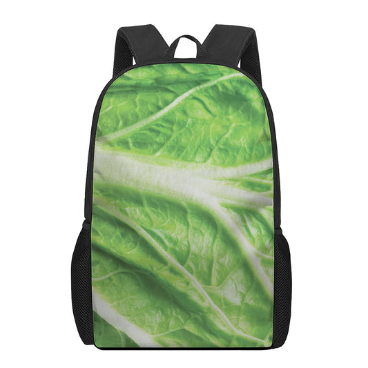 Green Cabbage Leaf Print 17 Inch Backpack