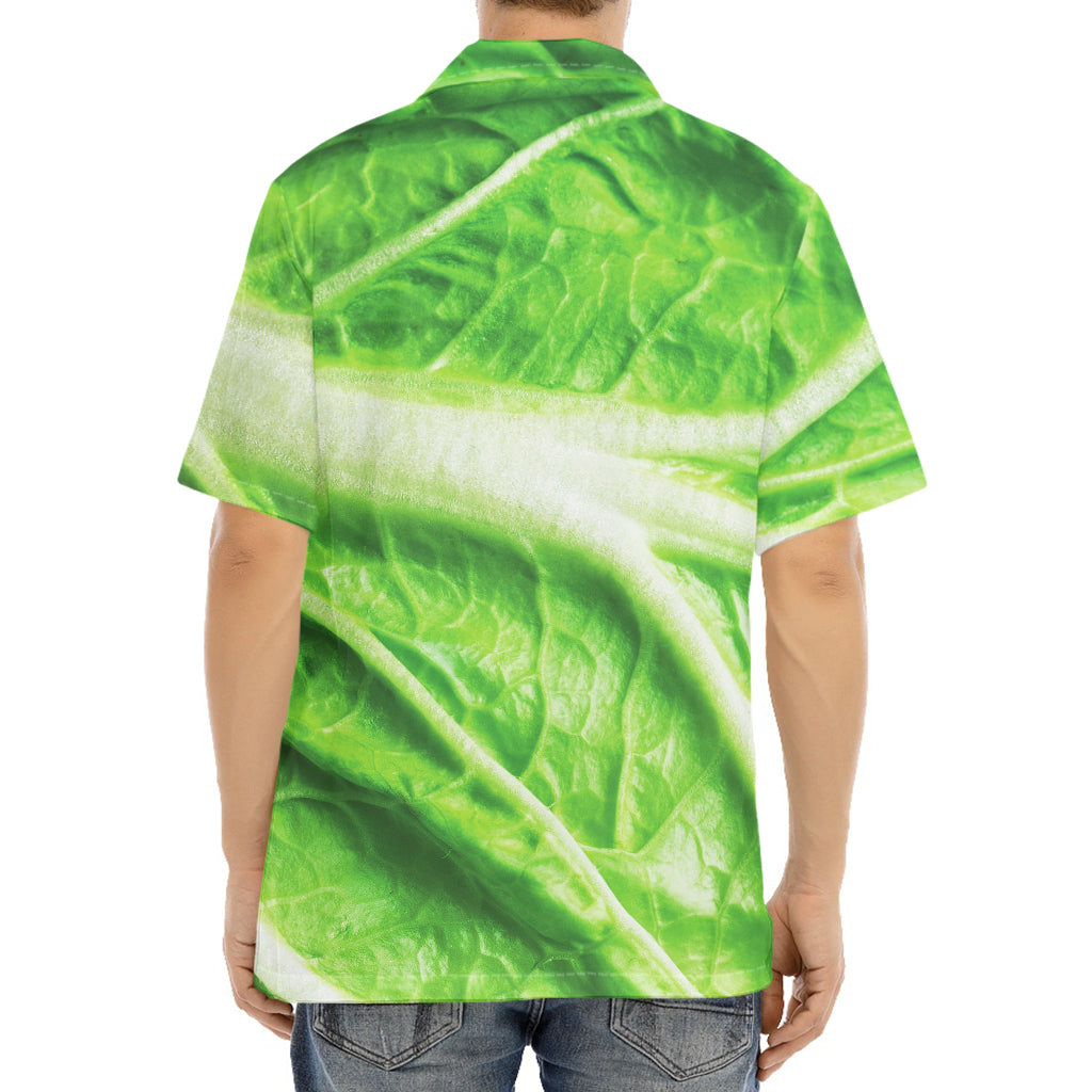 Green Cabbage Leaf Print Aloha Shirt