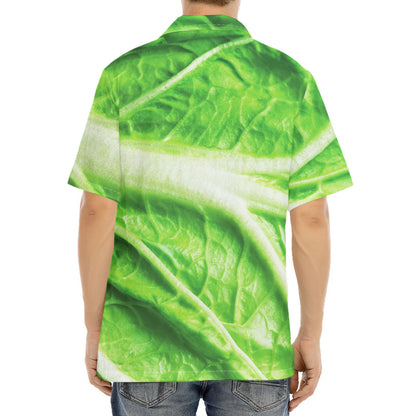 Green Cabbage Leaf Print Aloha Shirt