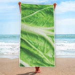 Green Cabbage Leaf Print Beach Towel